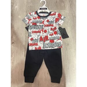 Jordan Babies' Air Toddler 2-piece Set In Black/Red Size 12M‎ NEW with TAGS
